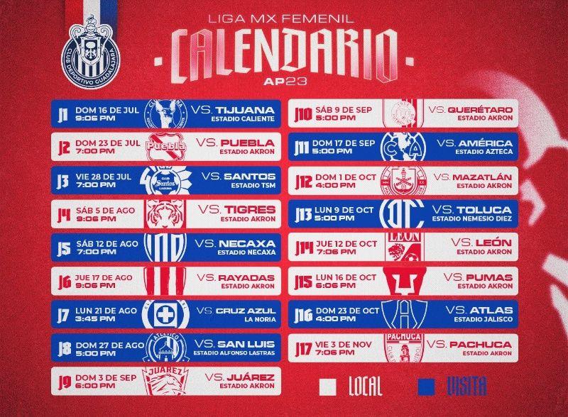 Este es el calendario para Chivas Femenil en el Apertura 2023