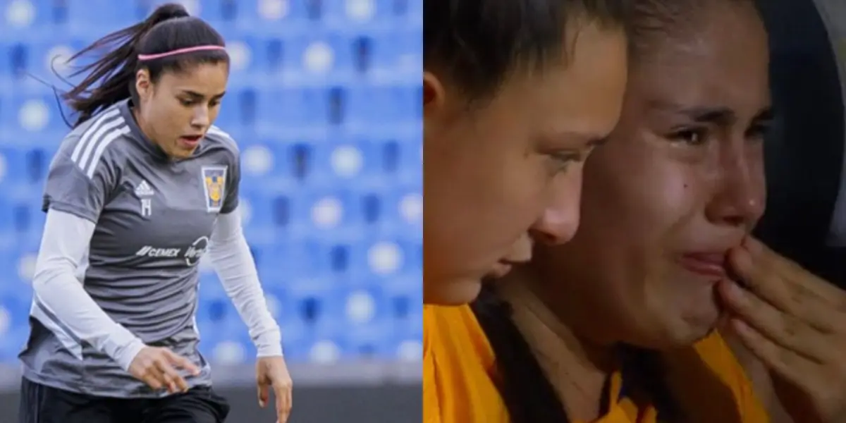 La jugadora del conjunto felino no pudo evitar el llanto tras la derrota.